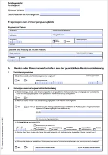 Formular, Antrag auf Versorgungsausgleich