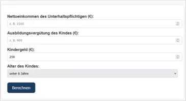 Anrechnung Ausbldungsvergütung Unterhalt, Onlinerechner