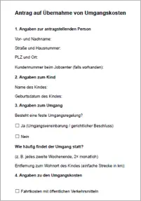 Antrag auf Übernahme Umgangskosten