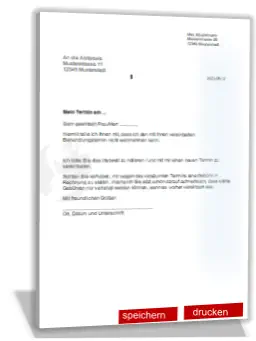 Musterschreiben, Absage Arzttermin