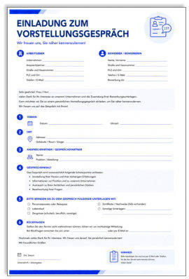 Formular zum Download, Einladung-Vorstellungsgespräch