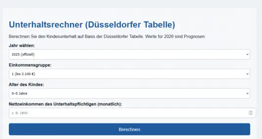 Unterhaltsrechner- online