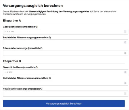 Onlinrechner Versorgungsausgleich