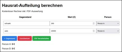 Grafik, Haushaltsaufteilung berechnen als Link zum Rechner