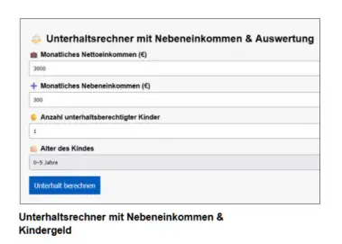 Unterhaltsrechner, Anrechnung von Nebeneinkommen