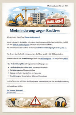Musterschreiben- Mietminderung wegen Baulärm