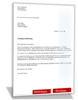 Kündigung Mietvertrag Vorlage