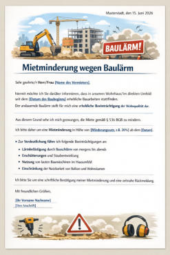 Musterschreiben- Mietminderung wegen Baulärm