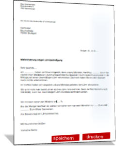 Musterschreiben für Mietminderung bei Lärmbelästigung durch Nachbarn