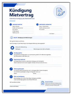 „Kündigung wegen unerlaubter Untervermietung – moderne Mustervorlage für Vermieter.“