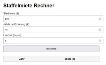 Staffelmiete Berechnung online