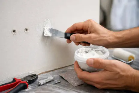 Bohrlöcher in Mietwohnung beim Auszug schließen – Dübel entfernen und Wand verspachteln