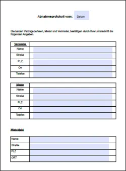 Abnahmeprotokoll zum Download