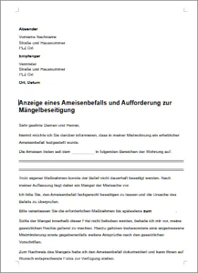 Mietminderung-wegen-Ameisen-Musterschreiben