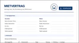 Dokument, Mietvertrag Vorlage