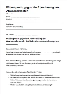 Vorlage Widerspruchsschreiben Abwasserkosten