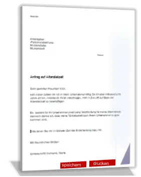 Formular, Antrag auf Altersteilzeit