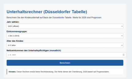 Unterhaltsrechner online