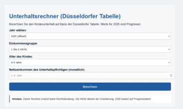 Unterhaltsrechner online