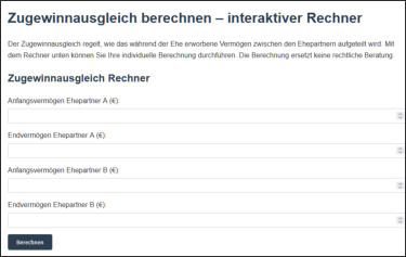 Zugewinn online berechnen