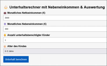 Unterhaltsrechner  Nebeneinkommen online