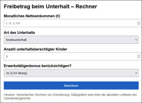 Freibeträge beim Unterhalt berechnen
