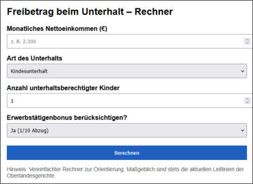 Freibeträge beim Unterhalt berechnen