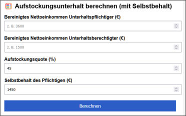Rechner Aufstockungsunterhalt