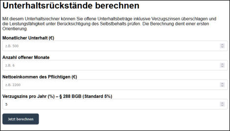 Rückstand Unterhalt Zinsen