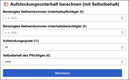 Rechner Aufstockungsunterhalt