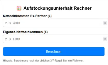 Onlinrechner- Aufstockungsunterhalt berechnen