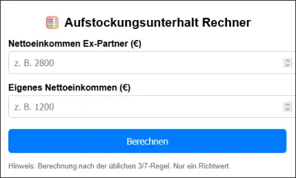 Onlinrechner- Aufstockungsunterhalt berechnen